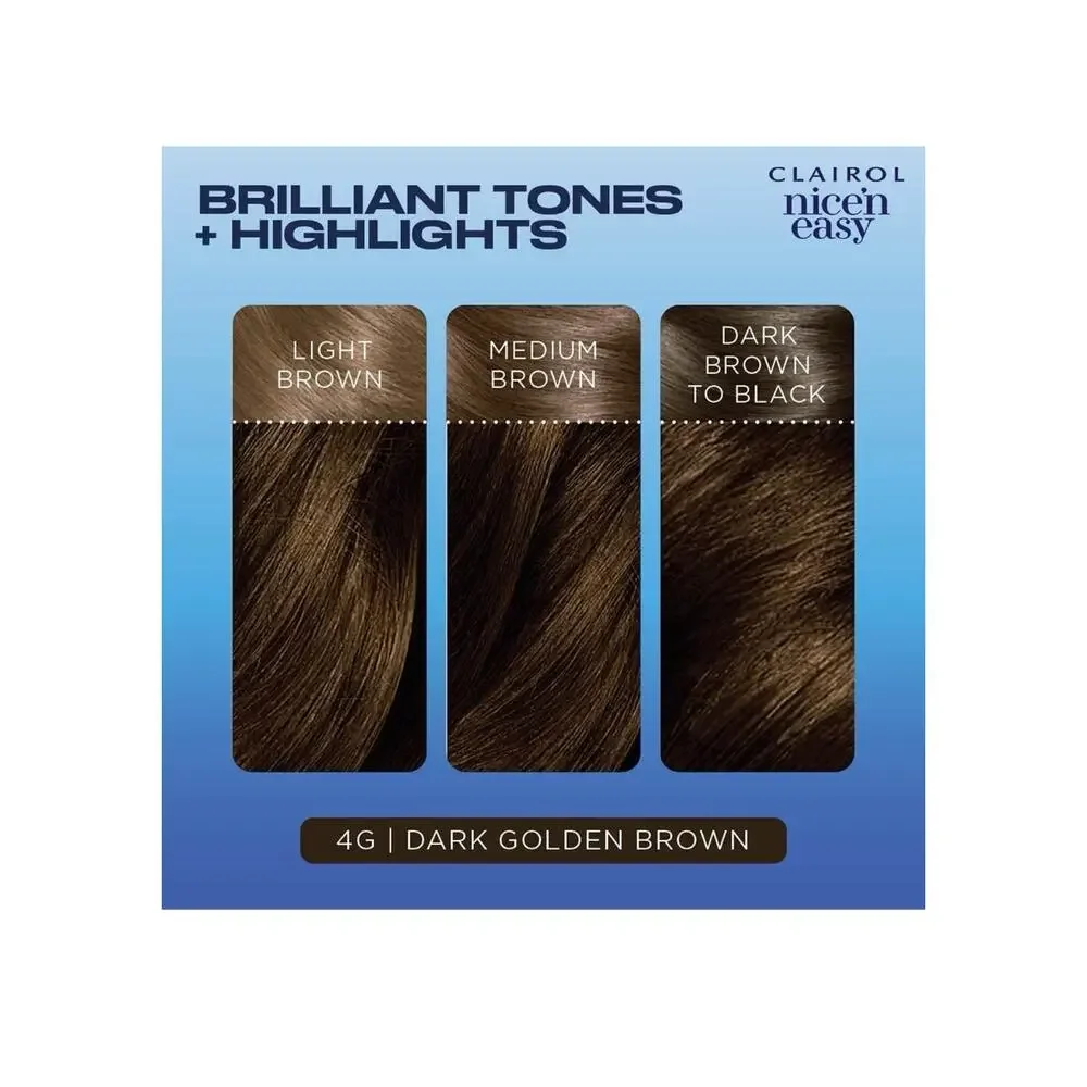 Clairol Nice'n Easy Permanent Hair Color 4G Dark Golden Brown, Pack of 3